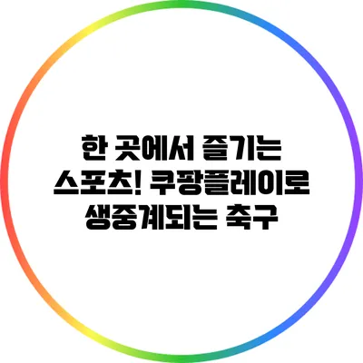 한 곳에서 즐기는 스포츠! 쿠팡플레이로 생중계되는 축구