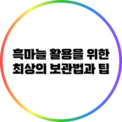 흑마늘 활용을 위한 최상의 보관법과 팁