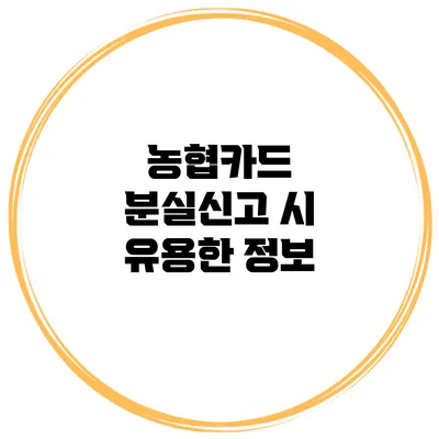농협카드 분실신고 시 유용한 정보