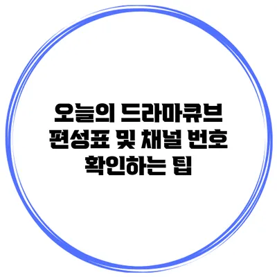 오늘의 드라마큐브 편성표 및 채널 번호 확인하는 팁