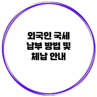 외국인 국세 납부 방법 및 체납 안내