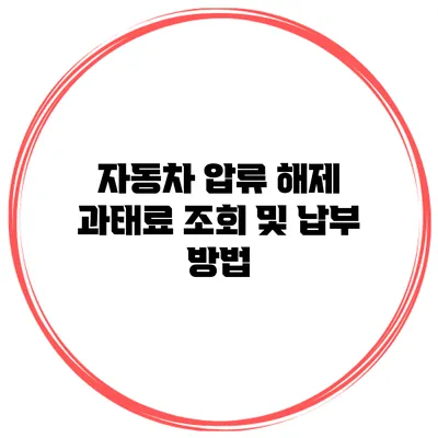 자동차 압류 해제 과태료 조회 및 납부 방법