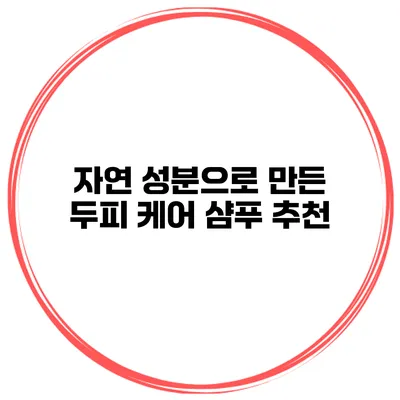 자연 성분으로 만든 두피 케어 샴푸 추천