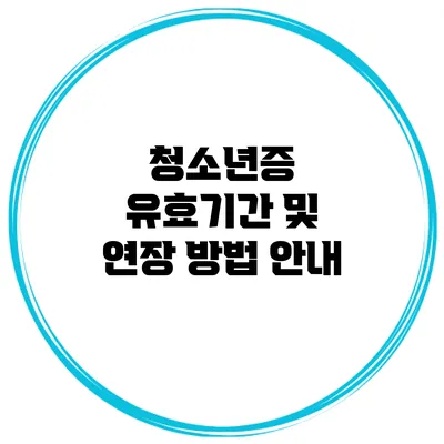 청소년증 유효기간 및 연장 방법 안내