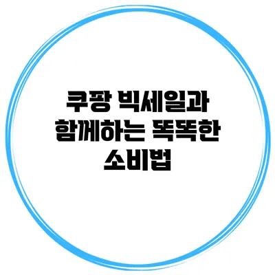 쿠팡 빅세일과 함께하는 똑똑한 소비법