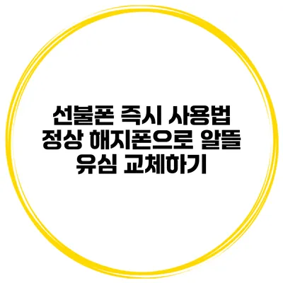 선불폰 즉시 사용법: 정상 해지폰으로 알뜰 유심 교체하기