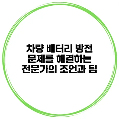 차량 배터리 방전 문제를 해결하는 전문가의 조언과 팁
