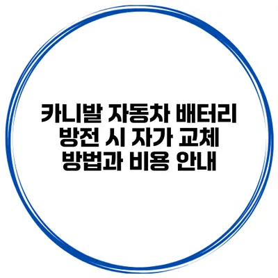 카니발 자동차 배터리 방전 시 자가 교체 방법과 비용 안내